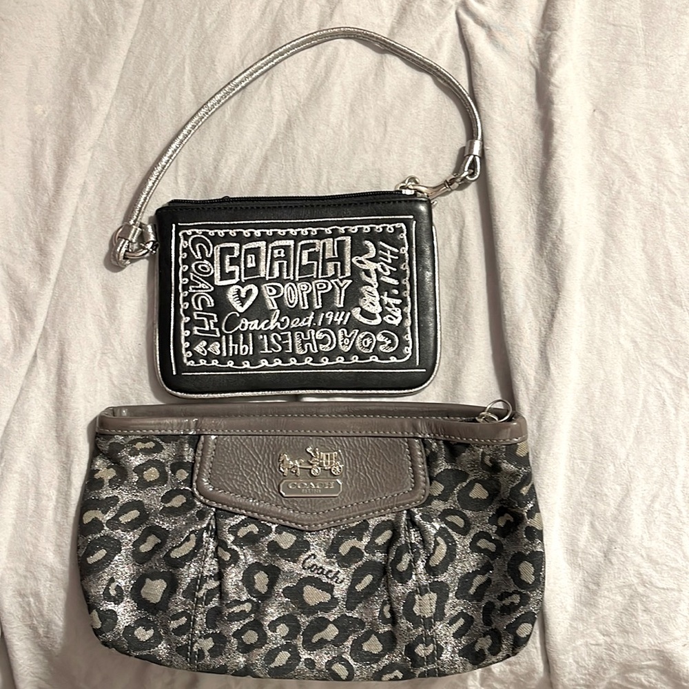 Two Coach wristlet and makeup/clutch bag